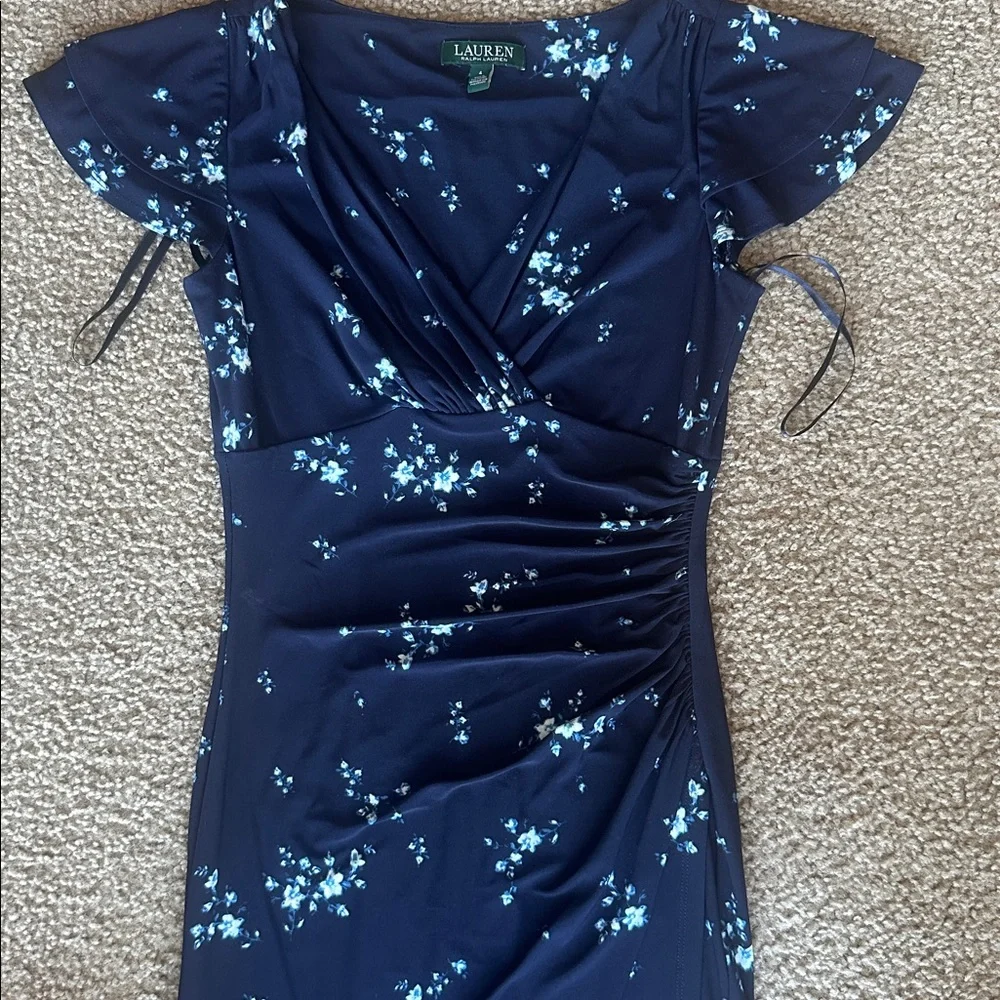 Lauren Ralph Lauren Navy Floral Midi Dress - Picture 2 of 4
